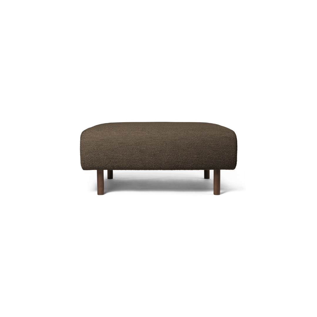 fermLIVING_SS24_DaseSofaOttoman_SoftBoucleDarkBrown wooden leg #module_dase-ottoman 