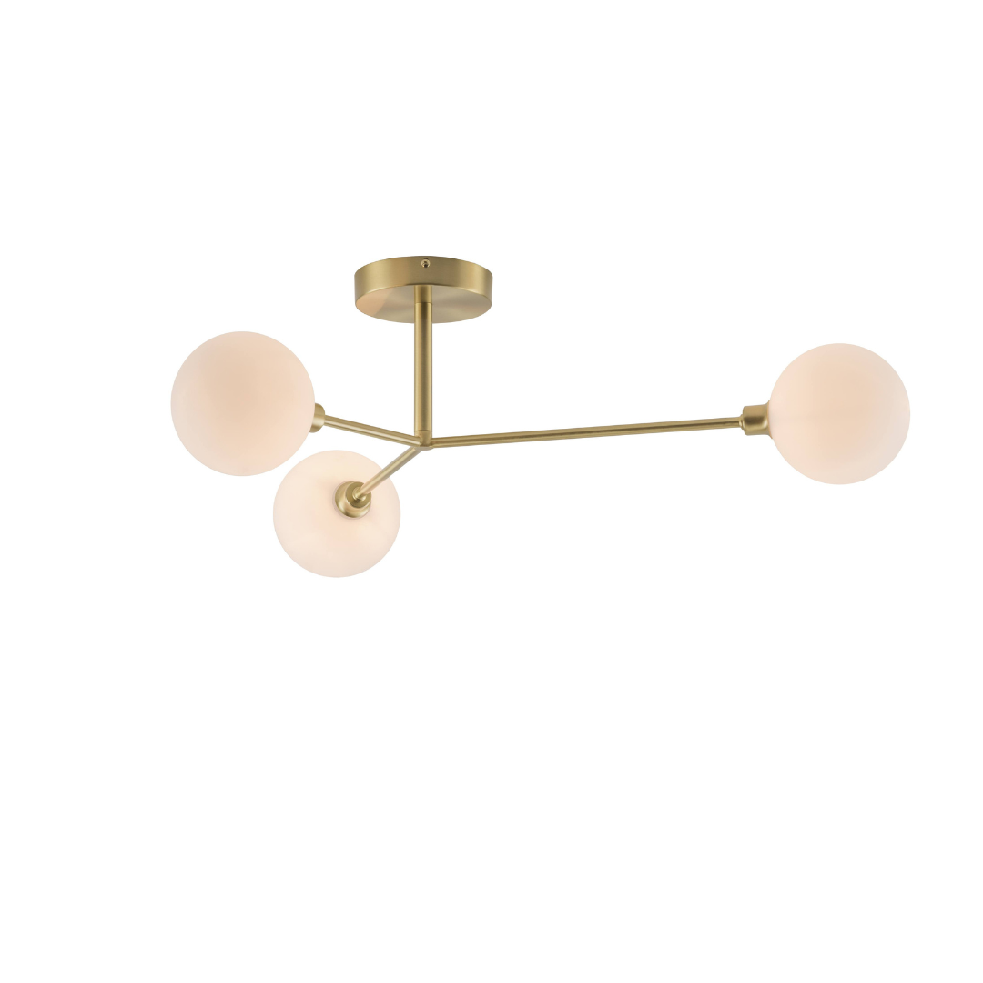 3 light flush ceiling light by houseof. packshot lights on #colour_brass