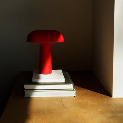 Normann Copenhagen Porta Table Lamp lifestyle shadow. Free UK delivery from someday designs. #colour_bright-red