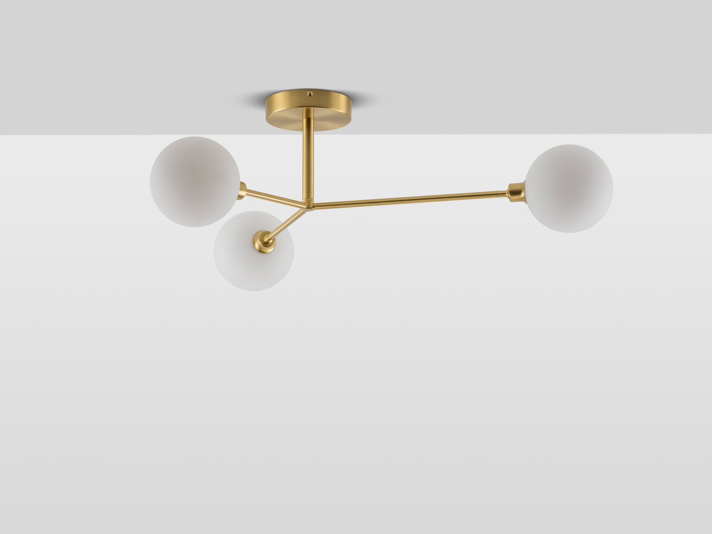 3 light flush ceiling light by houseof. product shot lights off #colour_brass