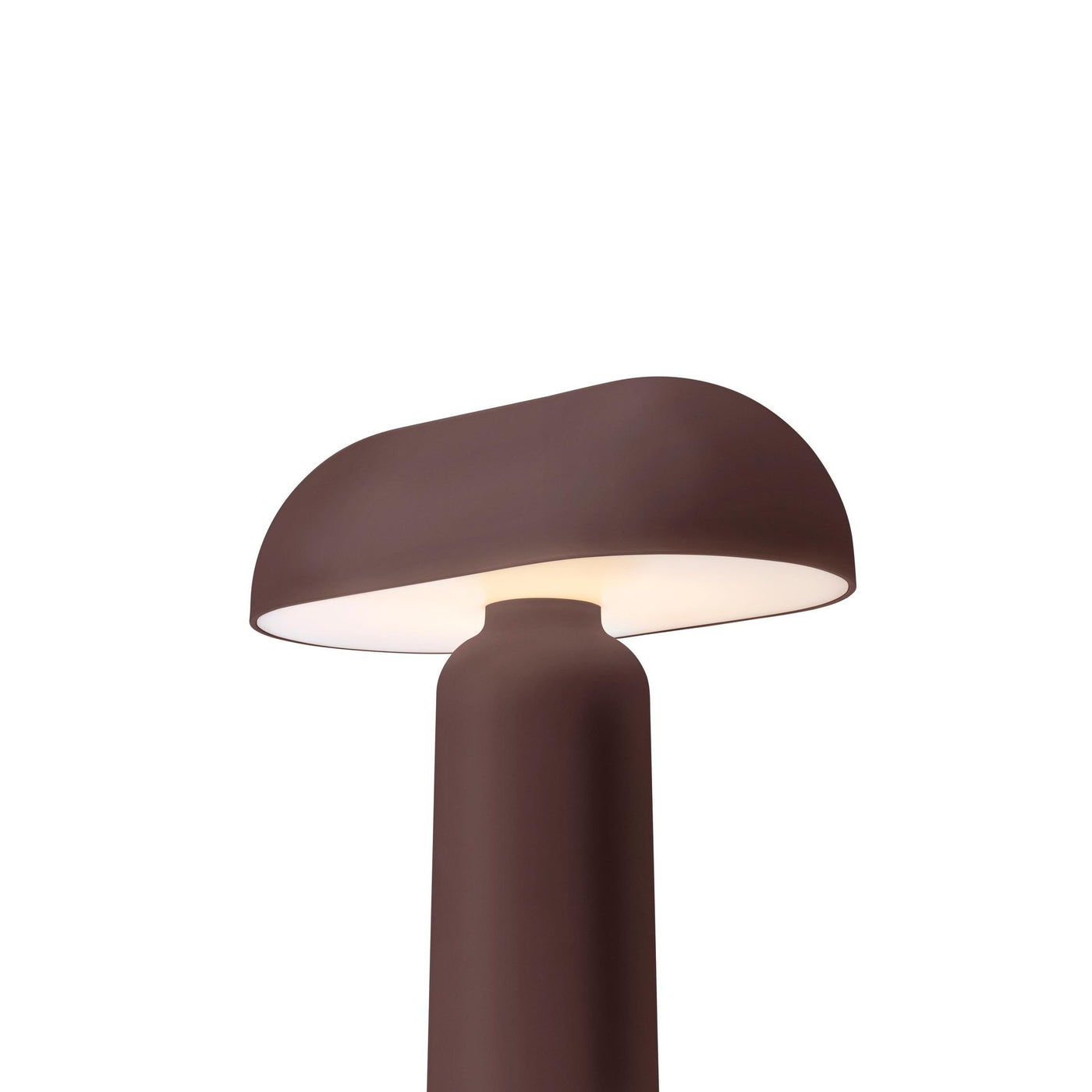 Normann Copenhagen Porta Table Lamp light on. Free UK delivery from someday designs. #colour_brown