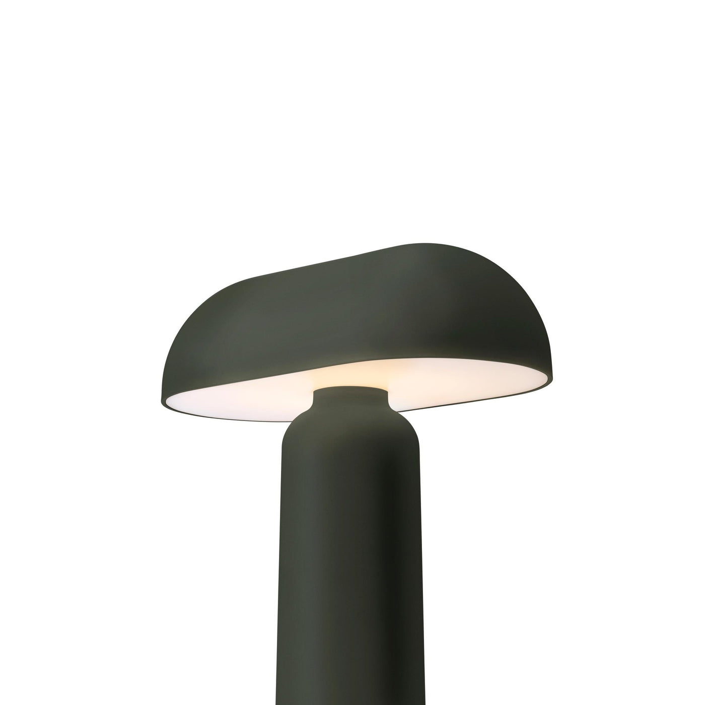 Normann Copenhagen Porta Table Lamp light on. Free UK delivery from someday designs. #colour_dark-green