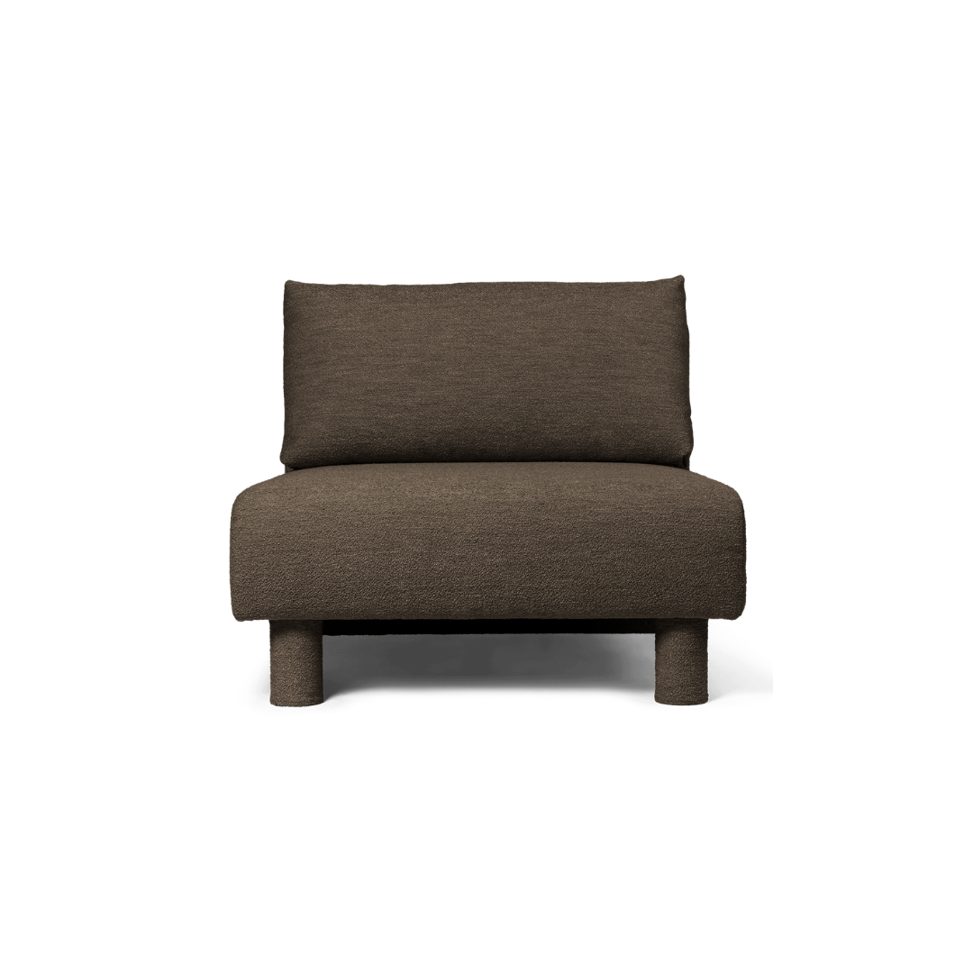 fermLIVING_SS24_DaseSofaCenterModule_Soft Boucle Dark Brown #module_dase-centre-module