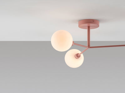 3 light flush ceiling light by houseof. product shot lights on detail  #colour_pink