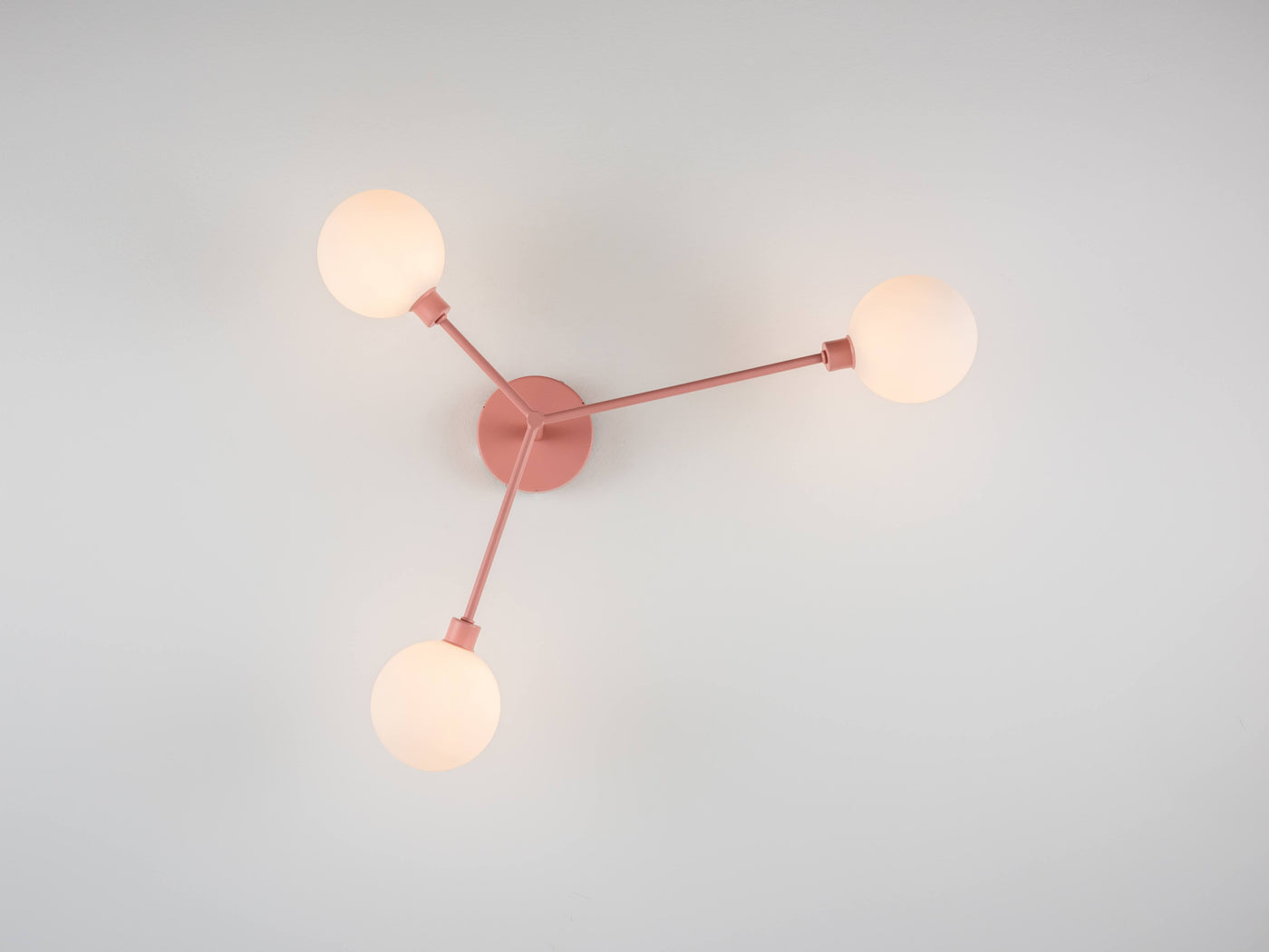 3 light flush ceiling light by houseof. product shot lights on underview  #colour_pink