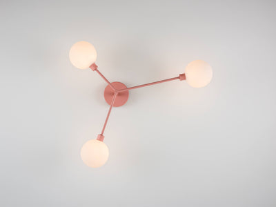 3 light flush ceiling light by houseof. product shot lights on underview  #colour_pink