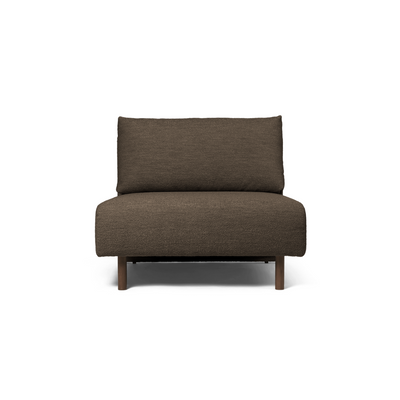 fermLIVING_SS24_DaseSofaCenterModule_Soft Boucle Dark Brown wooden leg #module_dase-centre-module