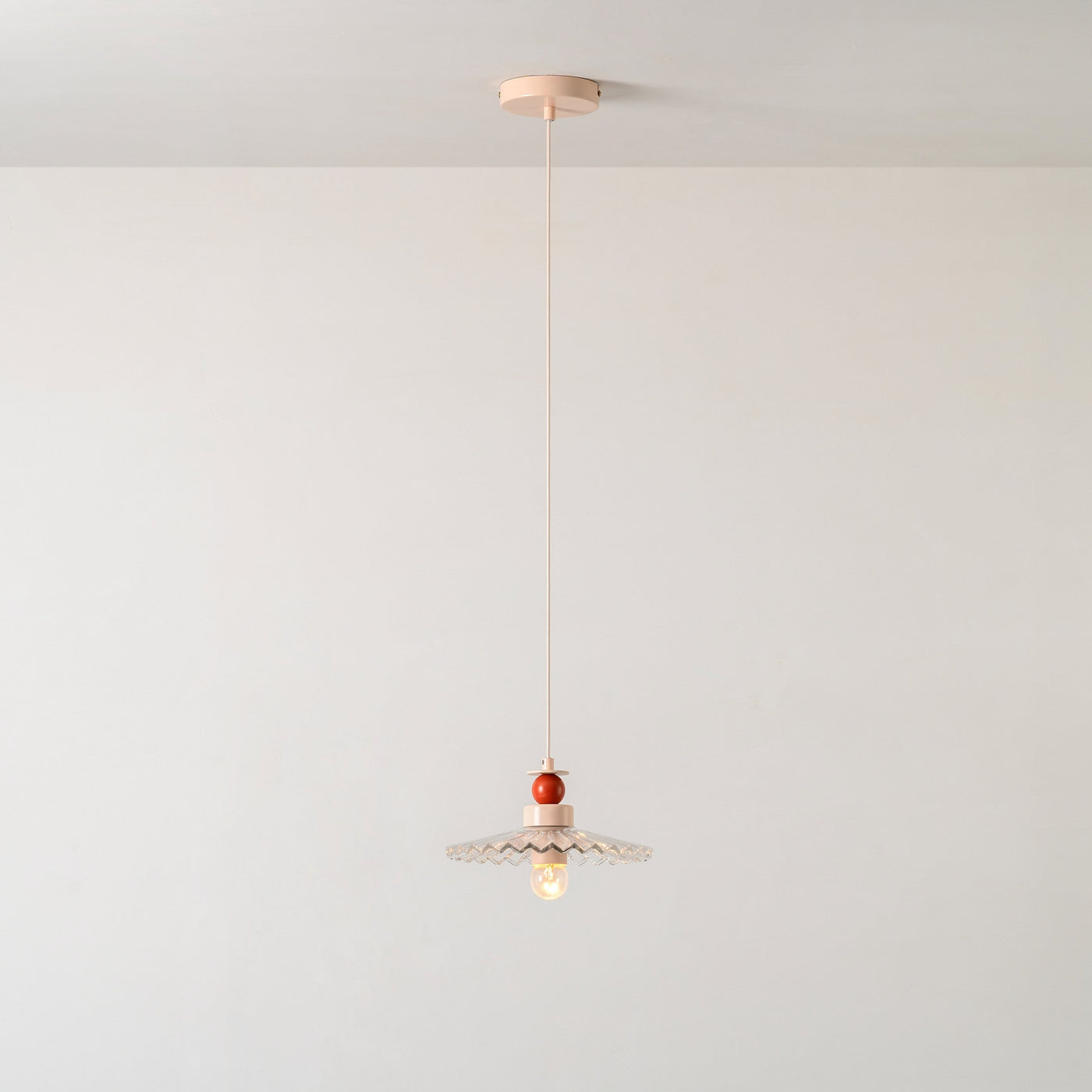 Houseof Ribbed Pendant Ceiling Light designed by Emma Gurner, light on. Available from someday designs.
