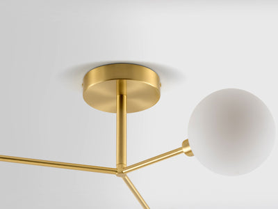 3 light flush ceiling light by houseof. product shot brass detail #colour_brass