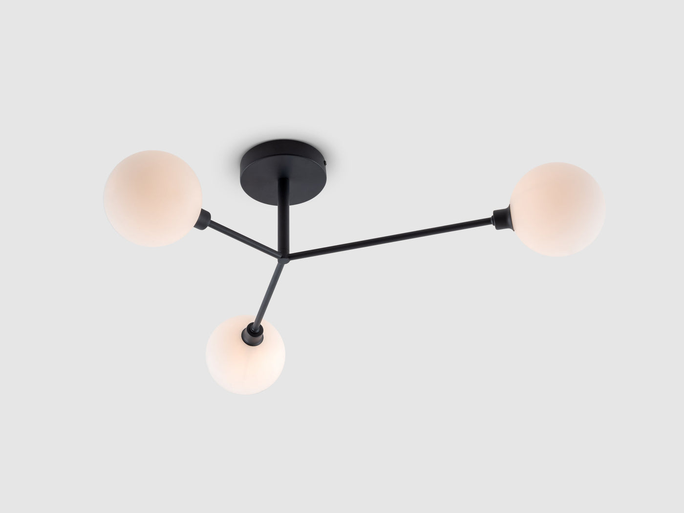 3 light flush ceiling light by houseof. product shot lights on #colour_charcoal-grey