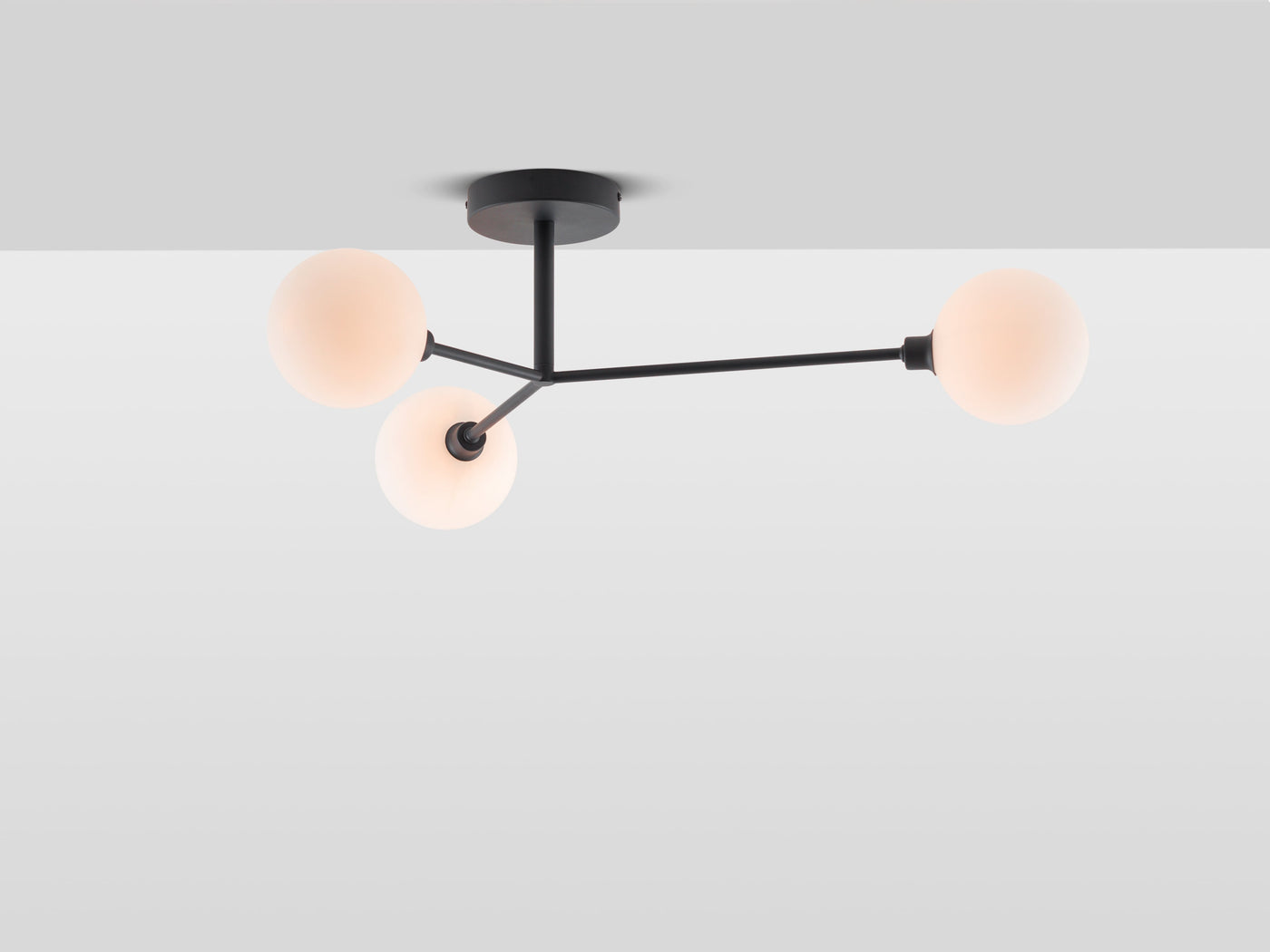 3 light flush ceiling light by houseof. product shot lights on detail #colour_charcoal-grey