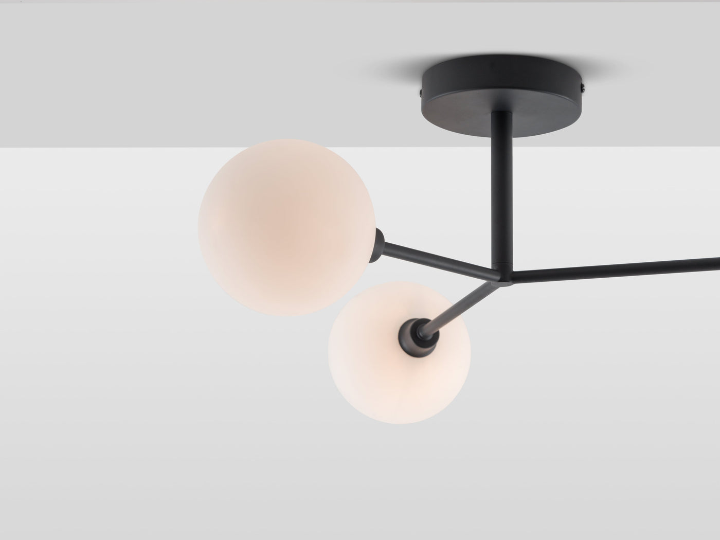 3 light flush ceiling light by houseof. product shot lights on detail #colour_charcoal-grey